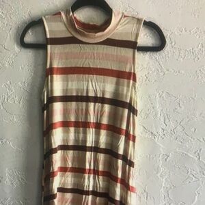 Maurices Striped Midi Dress - Pink, Brown, Cream